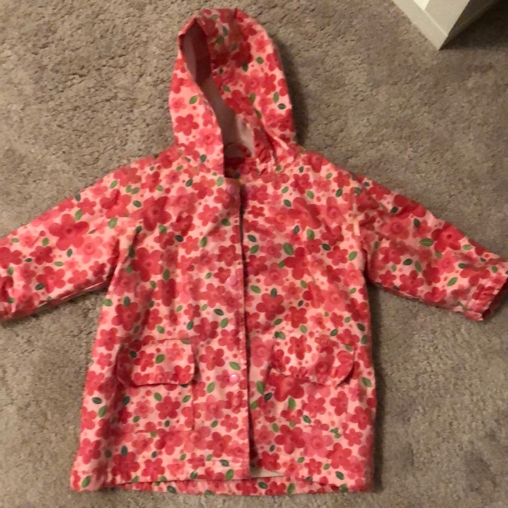 Pluie Pluie! Pink Flower Raincoat (fleece lined!)